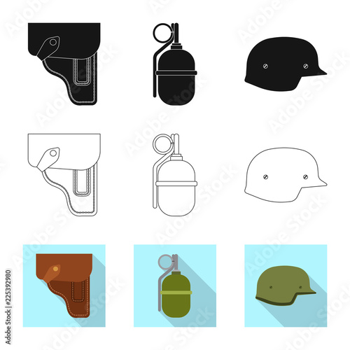 Isolated object of weapon and gun symbol. Collection of weapon and army stock vector illustration.