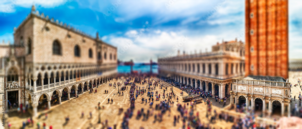 Panoramic aerial view of St. Mark's Square, Venice, Italy