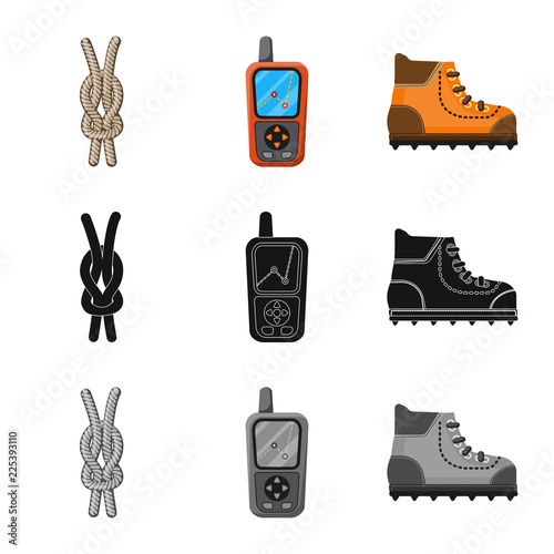 Isolated object of mountaineering and peak logo. Set of mountaineering and camp vector icon for stock.