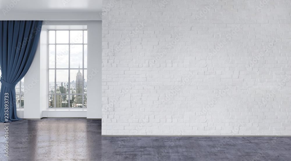 3d modern bright room with big windows and cement floor 3d modern bright room with big windows and cement floor