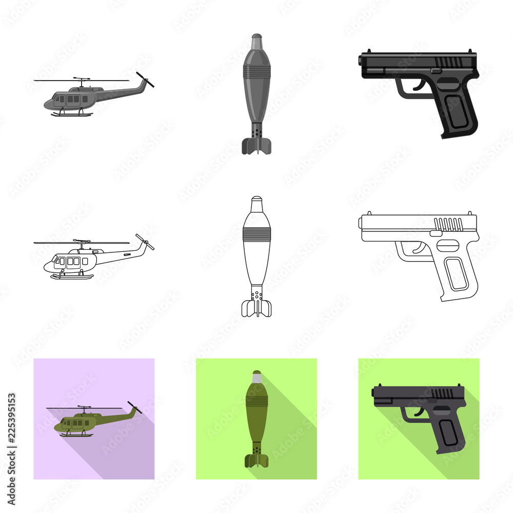 Vector design of weapon and gun logo. Collection of weapon and army stock symbol for web. Vector design of weapon and gun logo. Collection of weapon and army stock symbol for web.