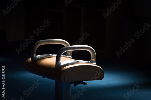 фотографія sunlight shining on a pommel horse in a gymnasium