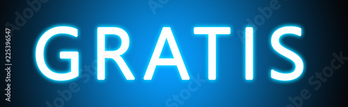 Gratis - glowing white text on blue background