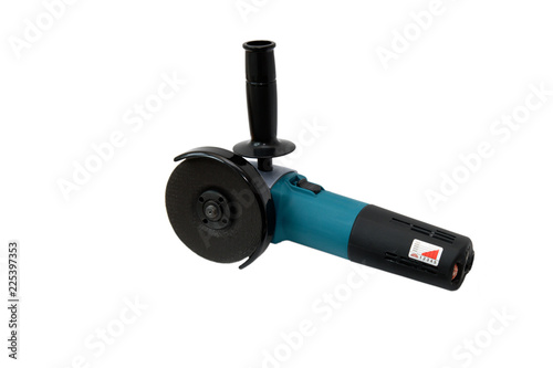 Electric tool for cutting and polishing metal and stone objects isolated on white background