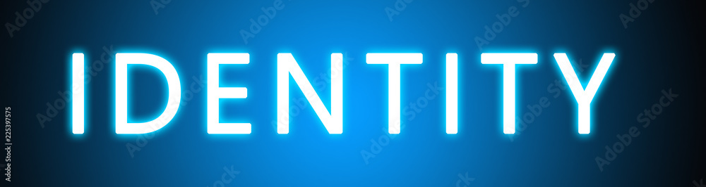 Identity - glowing white text on blue background Identity - glowing white text on blue background