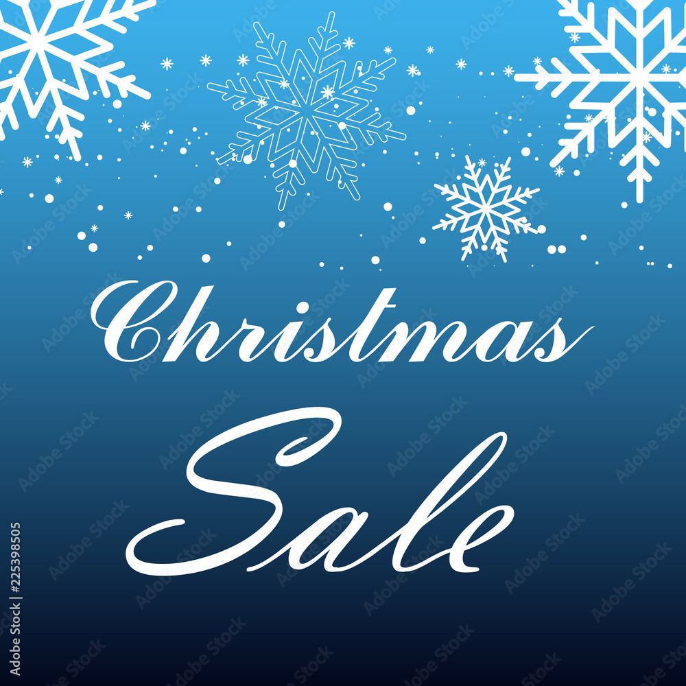 Christmas Sale card with falling snowflakes. Vector