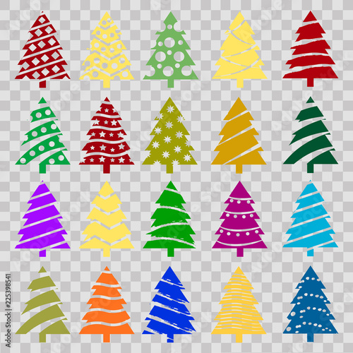 Set of colorful christmas trees. Vector.