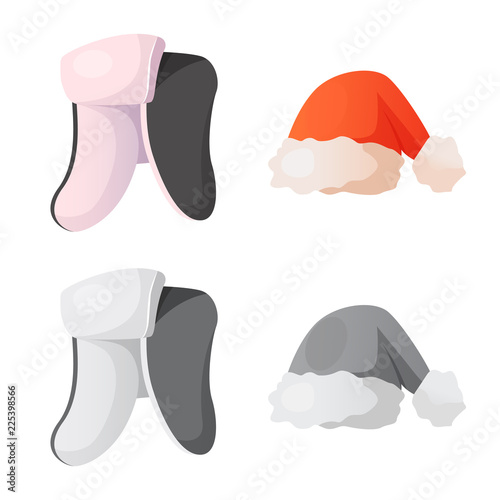Vector design of headgear and cap symbol. Set of headgear and accessory stock symbol for web.
