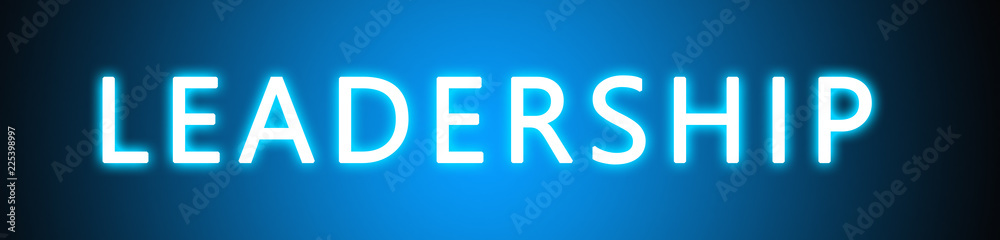 Leadership - glowing white text on blue background Leadership - glowing white text on blue background