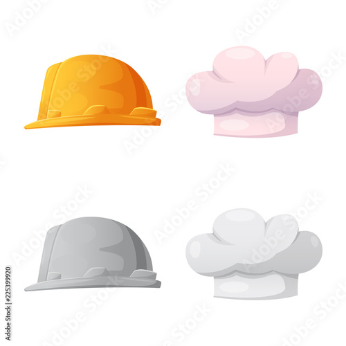Vector illustration of headgear and cap logo. Set of headgear and accessory stock symbol for web.