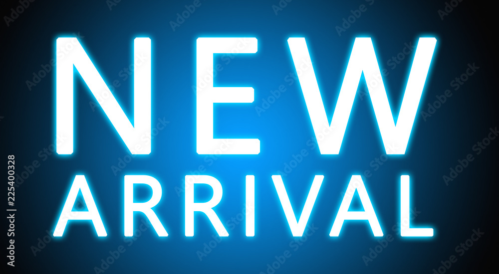 New Arrival - glowing white text on blue background New Arrival - glowing white text on blue background
