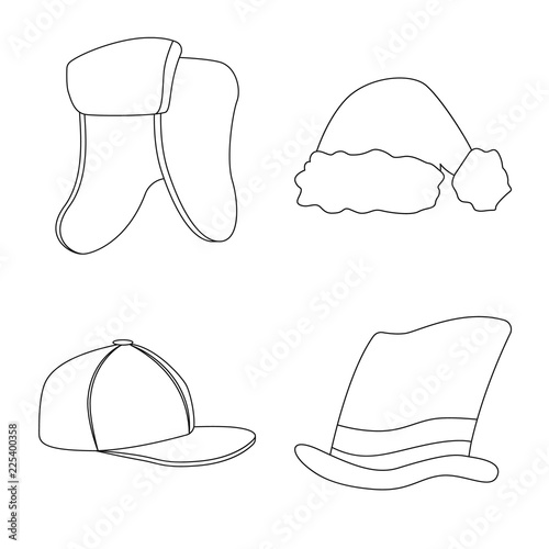 Vector design of headgear and cap logo. Collection of headgear and accessory stock symbol for web.