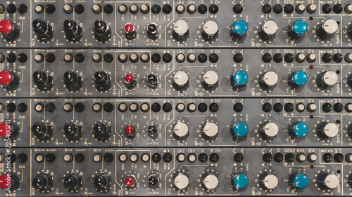 close up of a recording studio's mixer