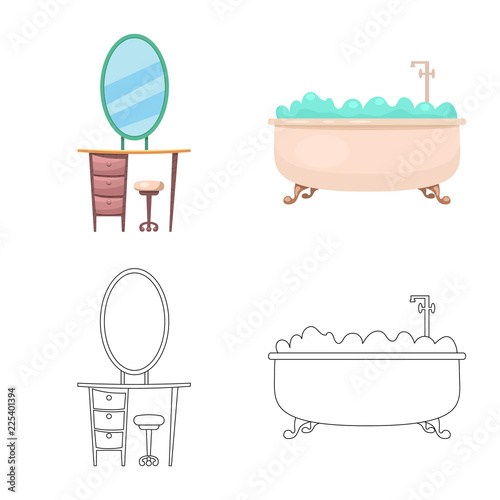 Vector design of furniture and apartment sign. Set of furniture and home stock symbol for web.