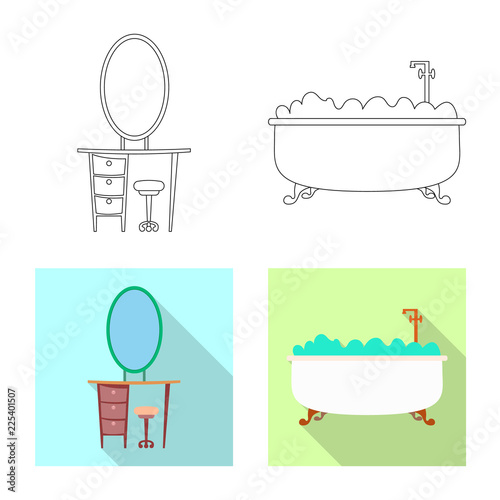 Vector illustration of furniture and apartment logo. Set of furniture and home vector icon for stock.