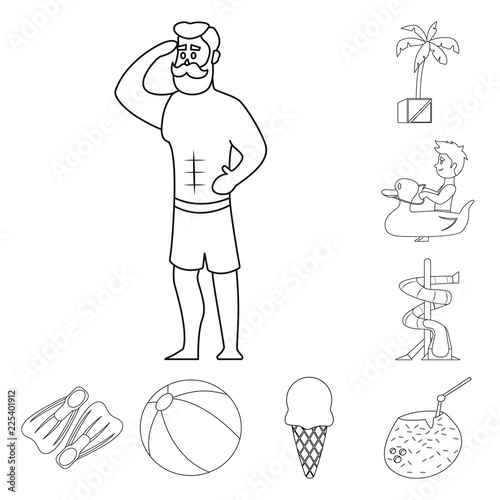 Isolated object of pool and swimming logo. Collection of pool and activity vector icon for stock.