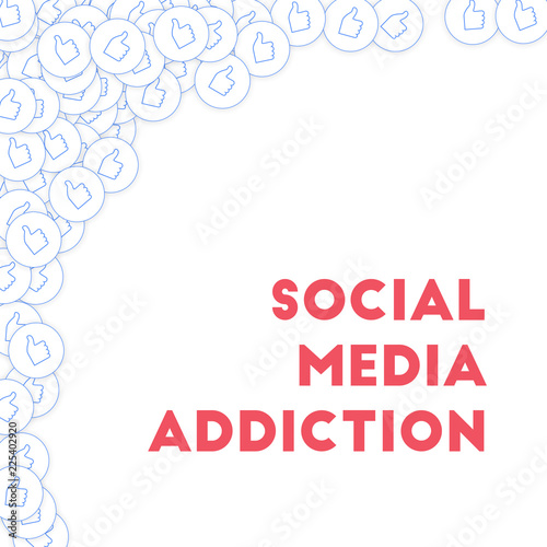 Social media icons. Social media addiction concept. Falling scattered thumbs up. Fancy abstract left