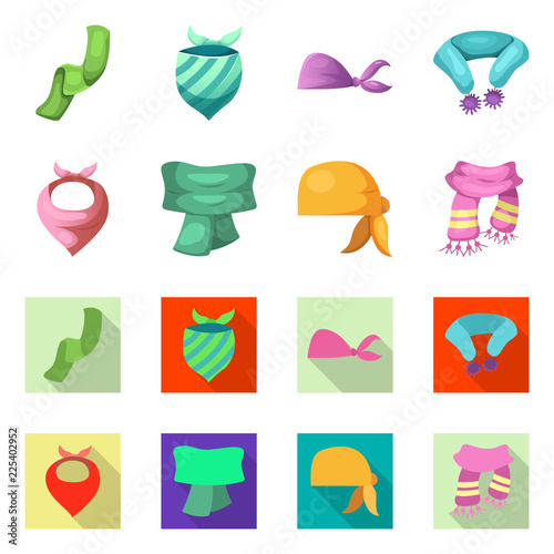 Vector illustration of scarf and shawl symbol. Collection of scarf and accessory stock vector illustration.