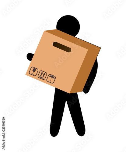 delivery worker lifting box character