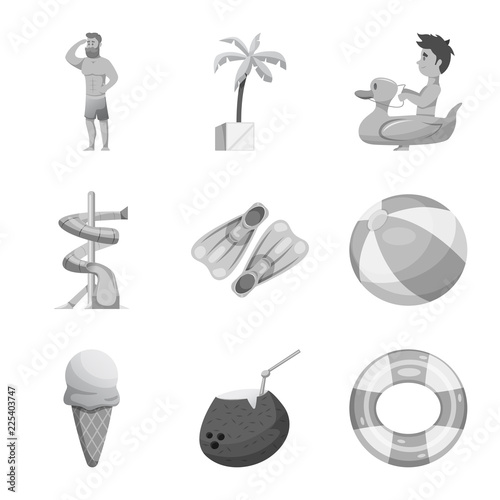 Isolated object of pool and swimming icon. Collection of pool and activity stock vector illustration.