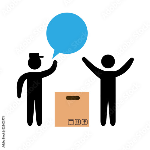 delivery workers with box carton