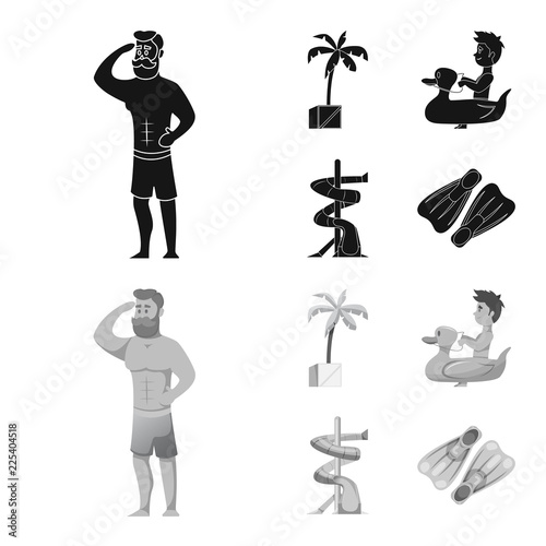 Vector design of pool and swimming icon. Set of pool and activity stock vector illustration.