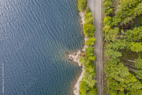 Aerial view of a natural coatline and forest in Washington State, USA photo