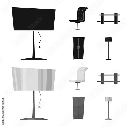 Isolated object of furniture and apartment sign. Collection of furniture and home vector icon for stock.
