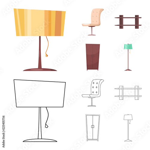 Vector design of furniture and apartment symbol. Collection of furniture and home vector icon for stock.