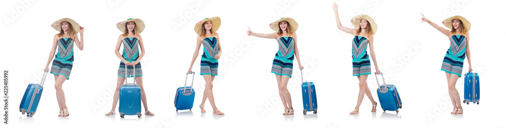 Woman with suitacases preparing for summer vacation Woman with suitacases preparing for summer vacation