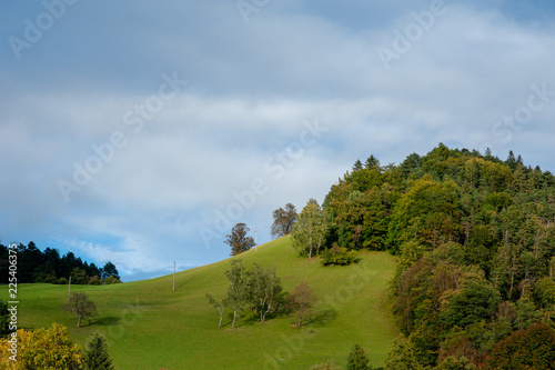 Grüner Hügel blauer Himmer
