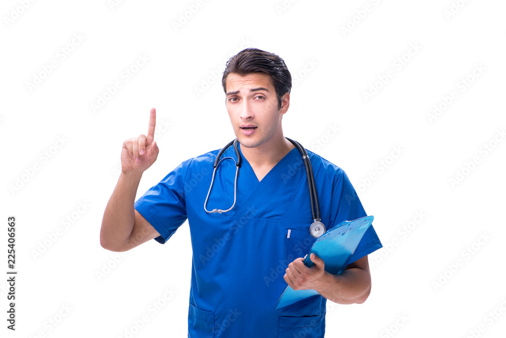 Young male doctor isolated on white background Young male doctor isolated on white background