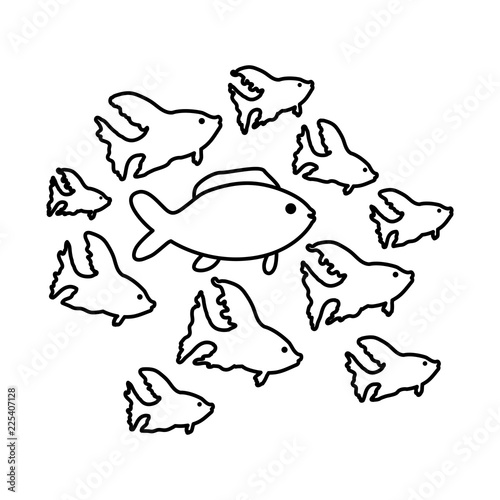 shoal fish animals isolated icon