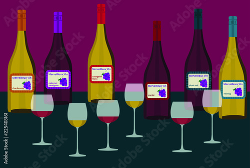 wine bottles and glasses