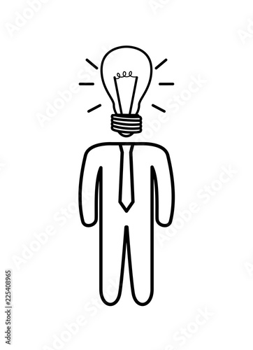 businessman figure with bulb