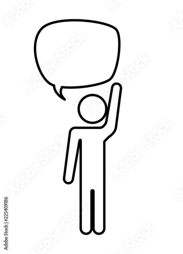 human figure silhouette with speech bubble