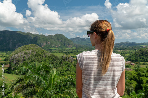 Girl on the viewpoint in Viniales, Cuba photo