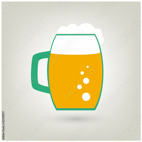 Beer mug flat style icon. Vector illustration