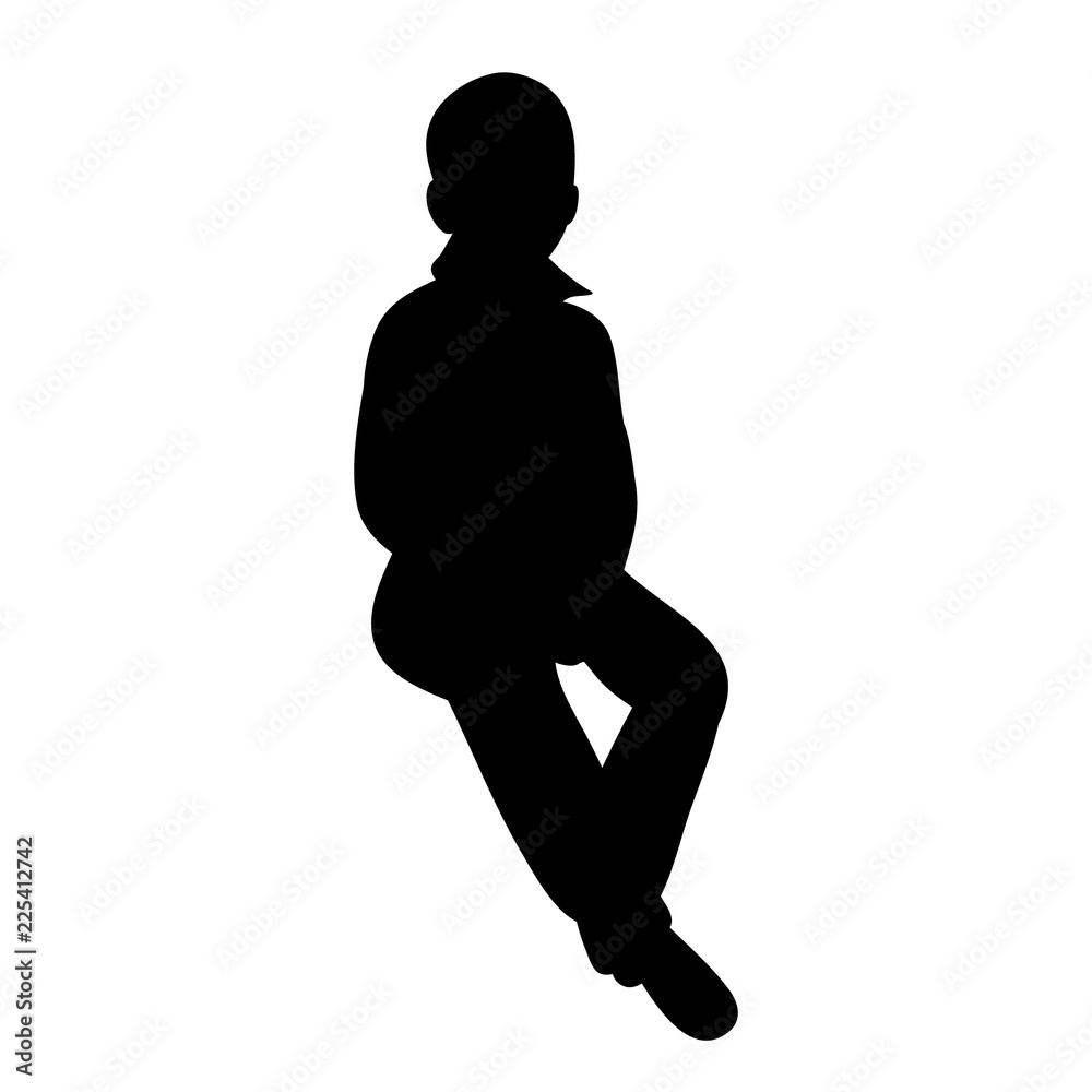  isolated silhouette of a boy sitting