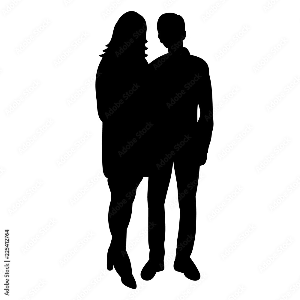 isolated silhouette of a guy and a girl