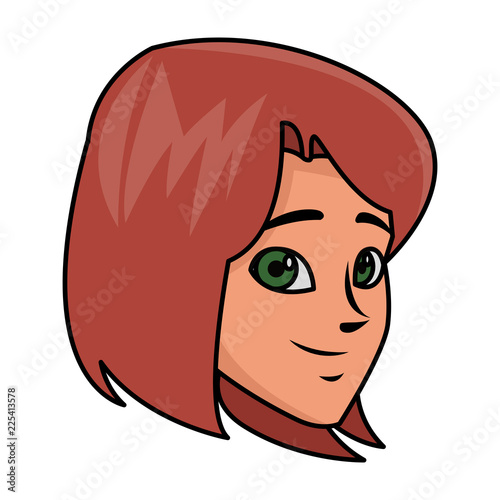 Young woman face cartoon photo