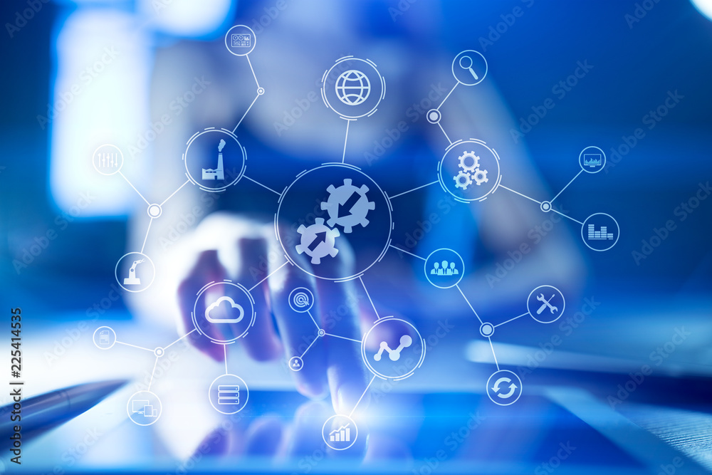 Integration concept. Industrial and smart technology. Business and automation solutions.