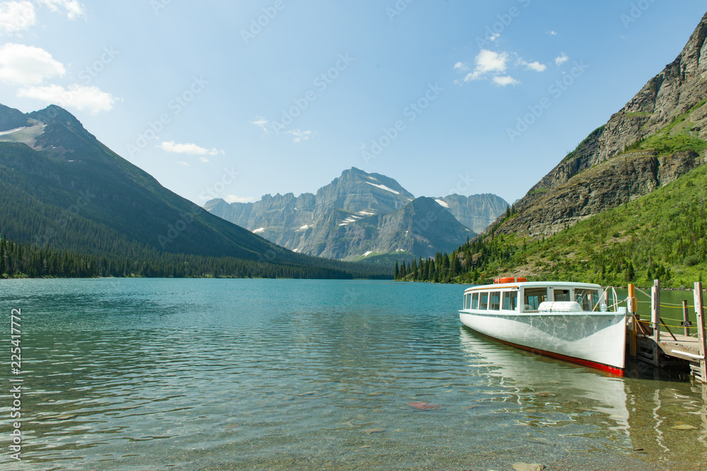 Ferry at Swiftcurrent Lake Glacier