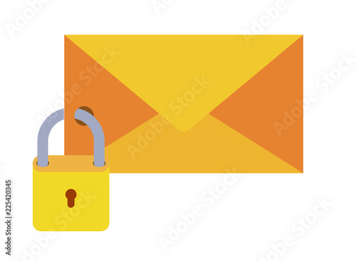 closed letter with padlock isolated icons