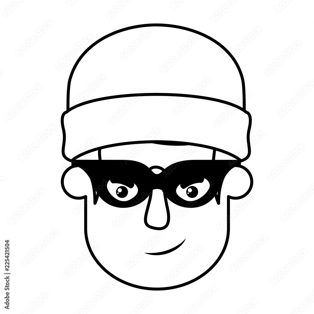 head of man with mask of thief avatar character head of man with mask of thief avatar character