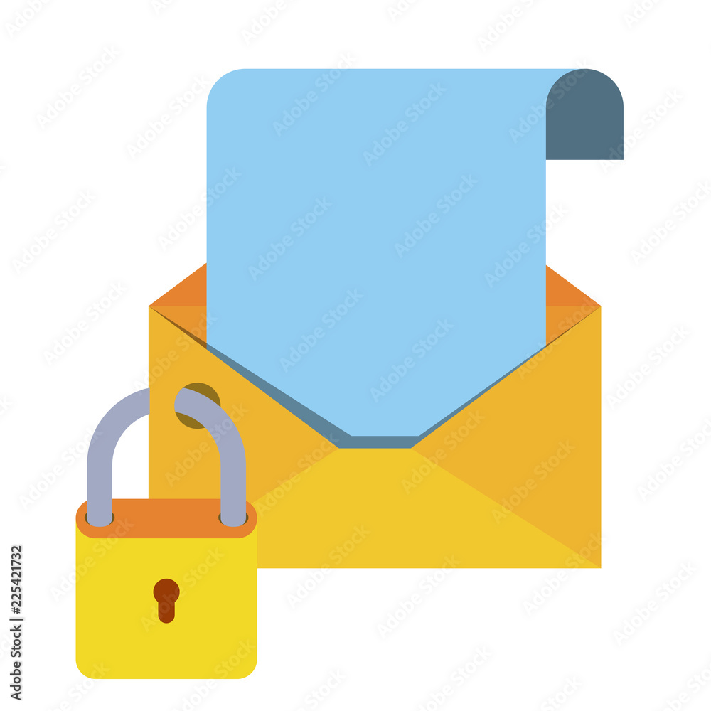 open letter with padlock isolated icons open letter with padlock isolated icons