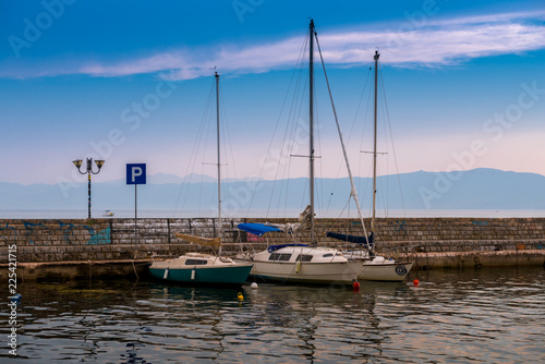 Fototapeta Naklejka Na Ścianę i Meble -  Ohrid,Macedonia-boats in the harbor