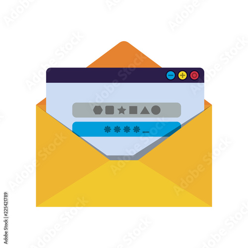 open letter with password message isolated icons