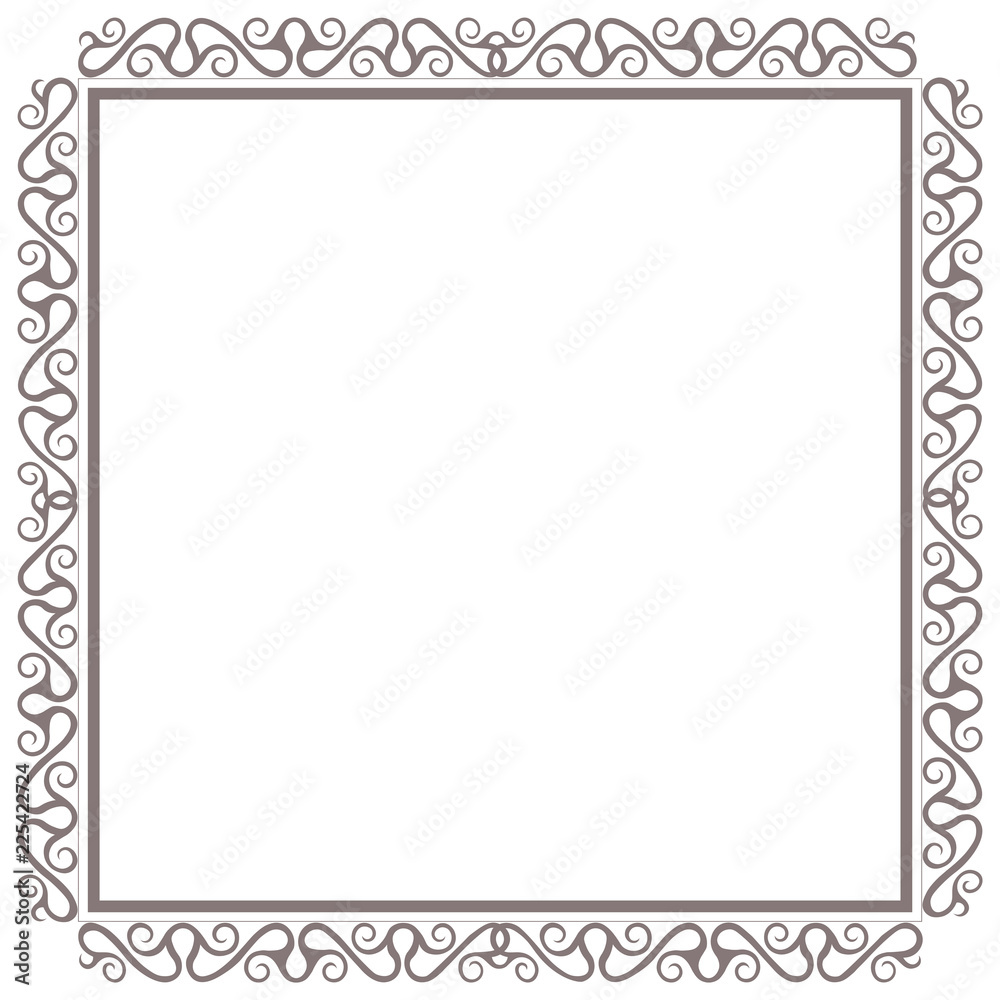 Square gray frame with celtic motives.  Vector illustration isolated on white background.