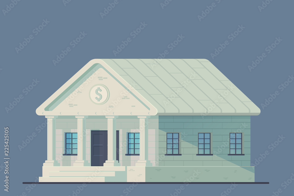 Bank building in the city. Administrative financial state institution for the storage of money and other valuable property. Bank building in the city. Administrative financial state institution for the storage of money and other valuable property.
